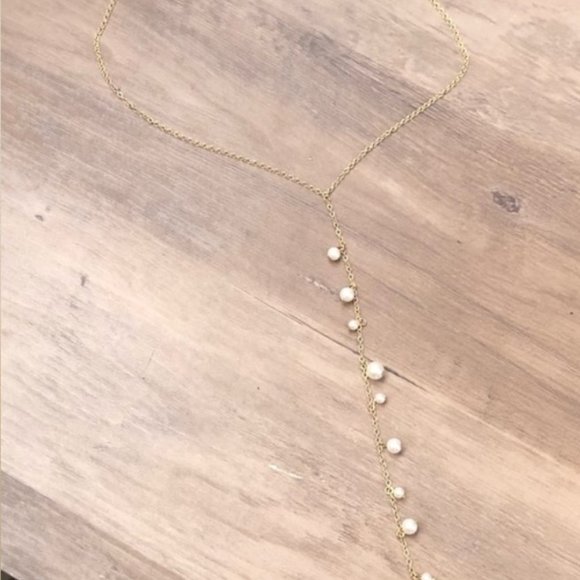 Rebecca Minkoff Floating Simulated Pearl Lariat Necklace, - Picture 2 of 6